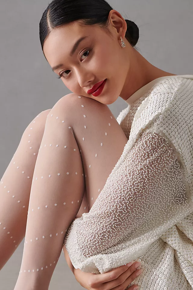 Swiss Dot Tights WHITE
