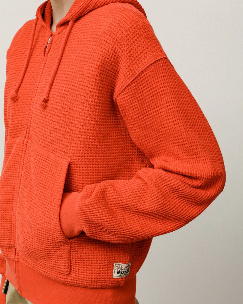 DOUBLE LAYER WAFFLE ZIP HOODIE