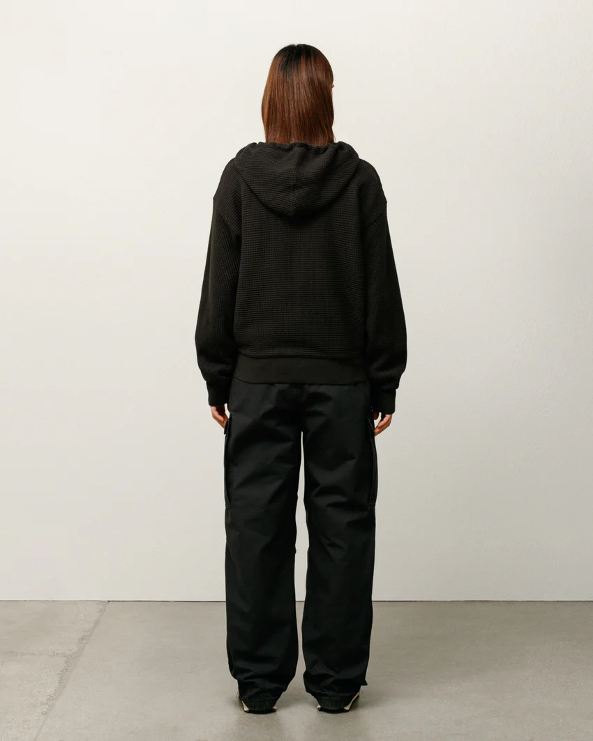 DOUBLE LAYER WAFFLE ZIP HOODIE