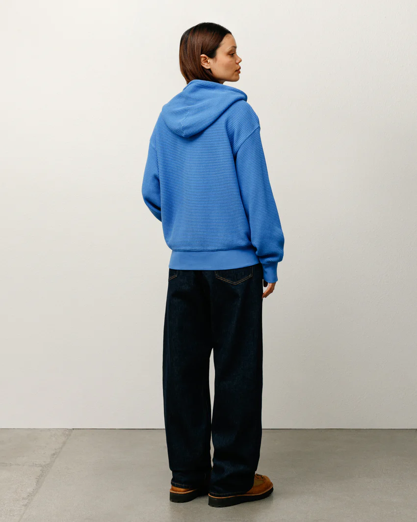 DOUBLE LAYER WAFFLE ZIP HOODIE