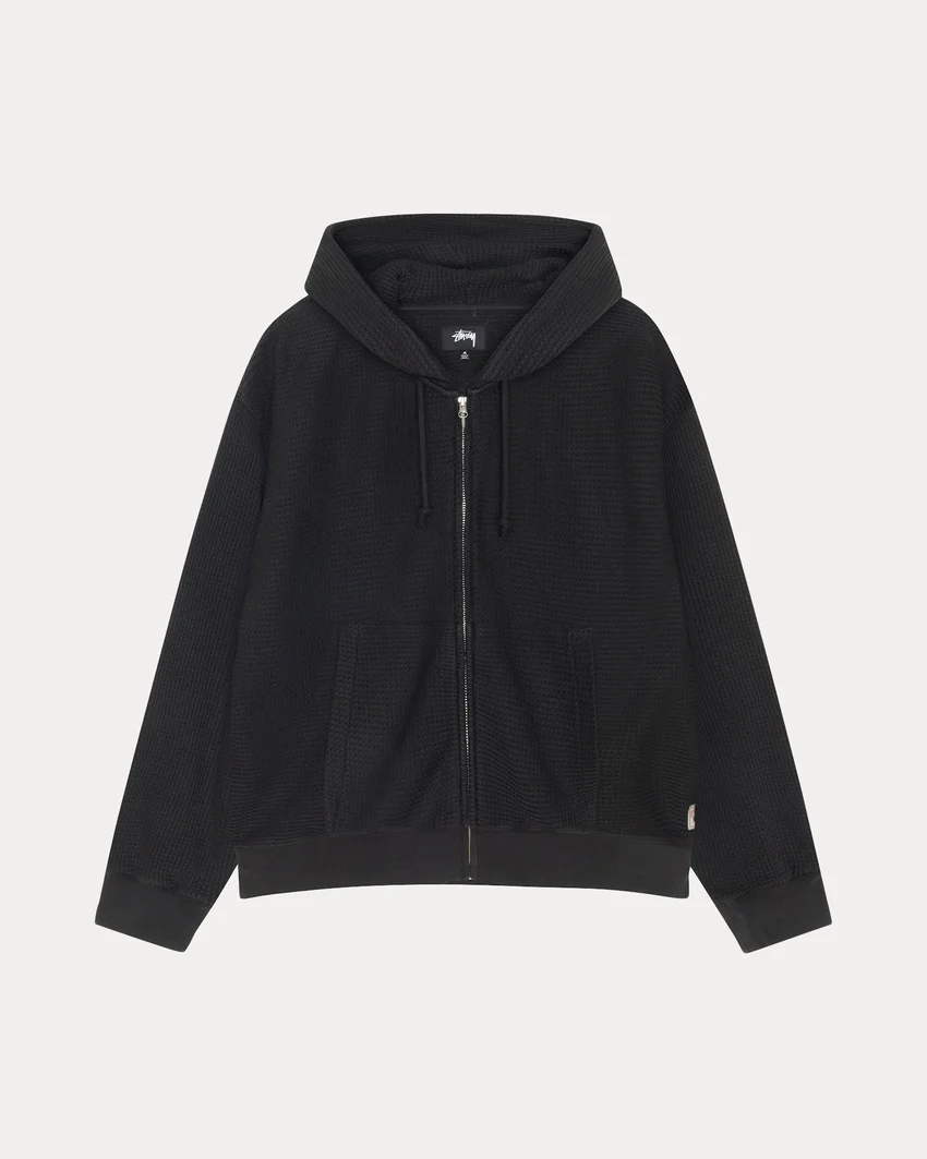 DOUBLE LAYER WAFFLE ZIP HOODIE