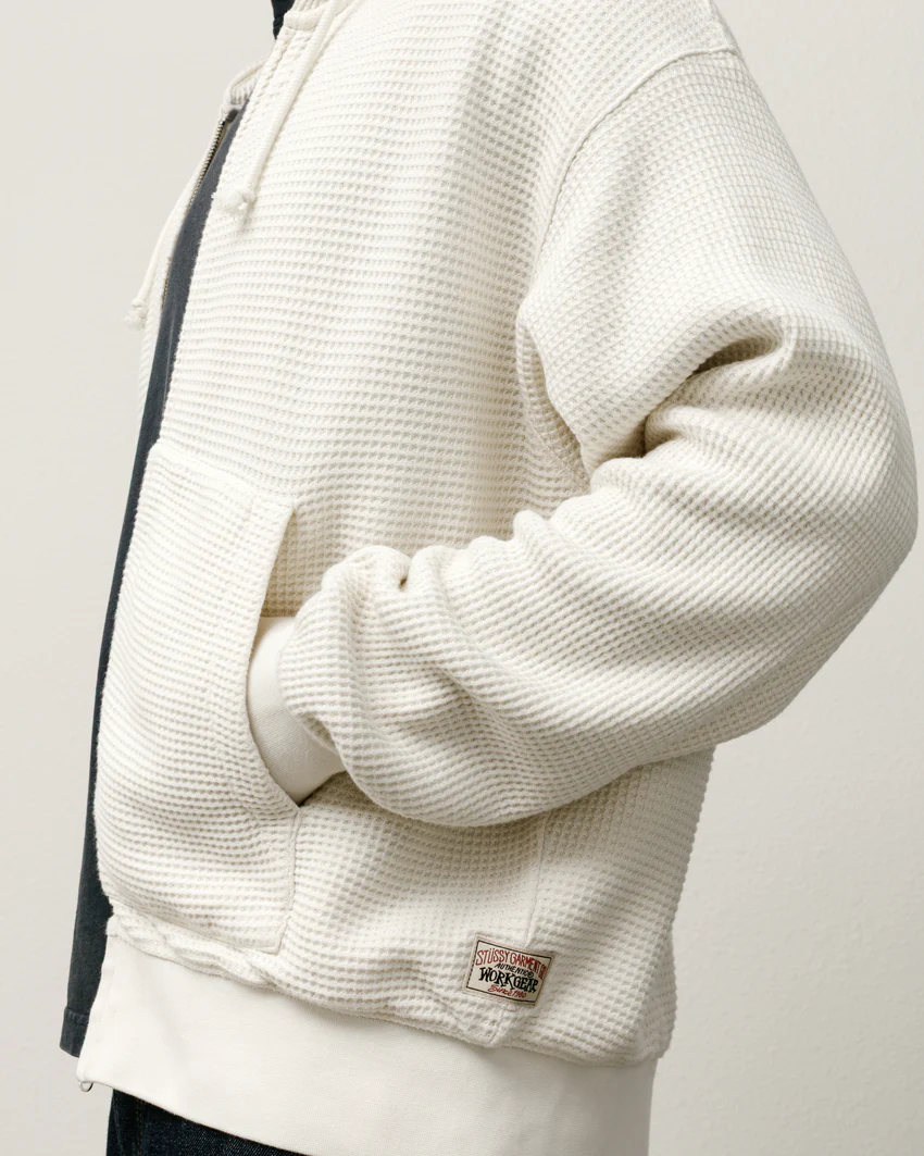 DOUBLE LAYER WAFFLE ZIP HOODIE