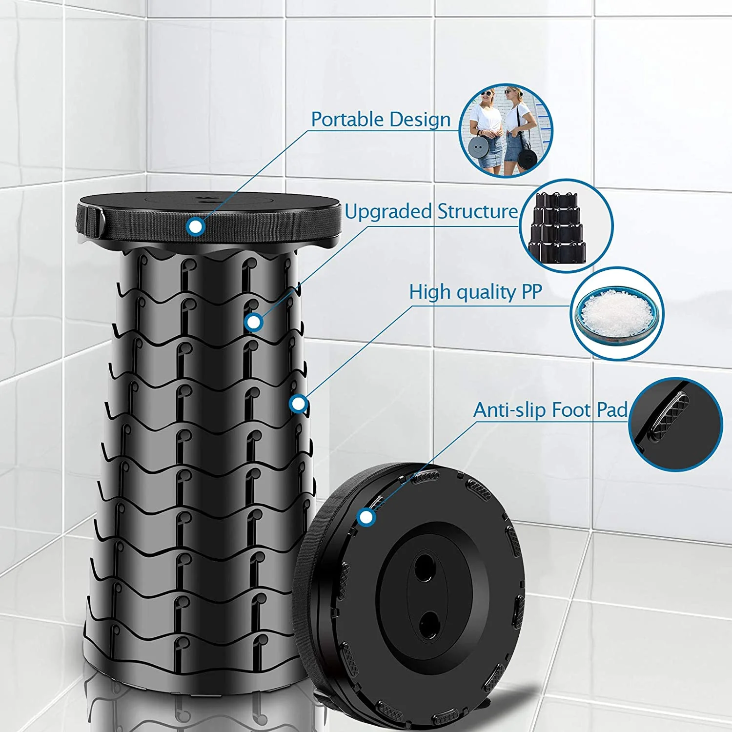 Retractable Folding Stool - Zingko