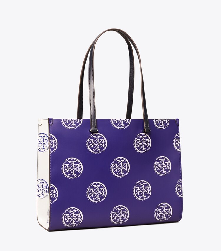 T Monogram Contrast Embossed Tote