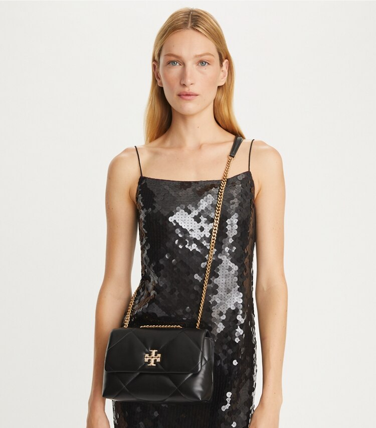 Small Kira Diamond Quilt Velvet Pavé Shoulder Bag