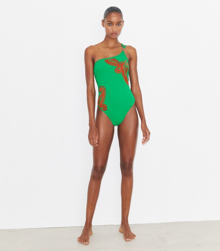 One-Shoulder Clip Swimsuit
