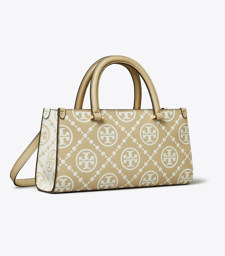 T Monogram Embossed Small East-West Tote