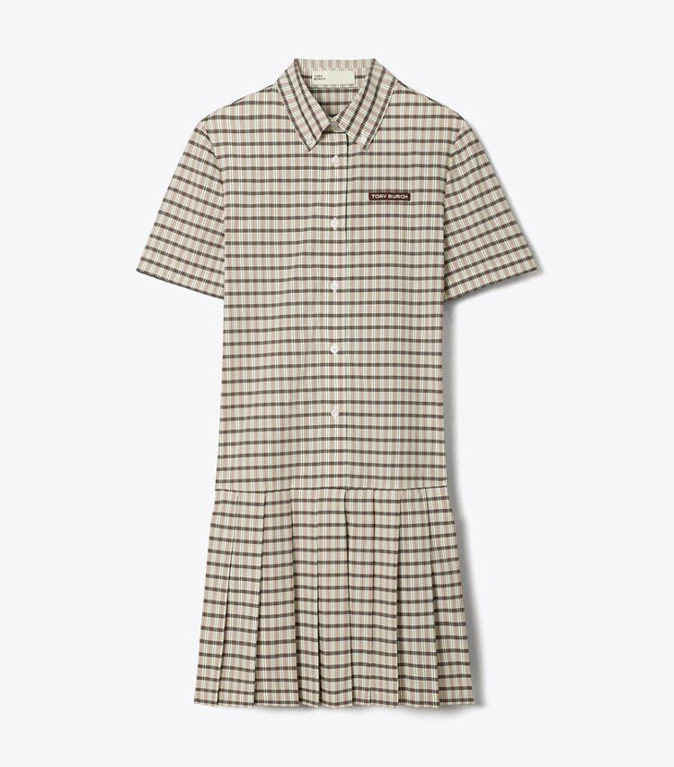 Plaid Drop-Waist Pleated Golf Dress