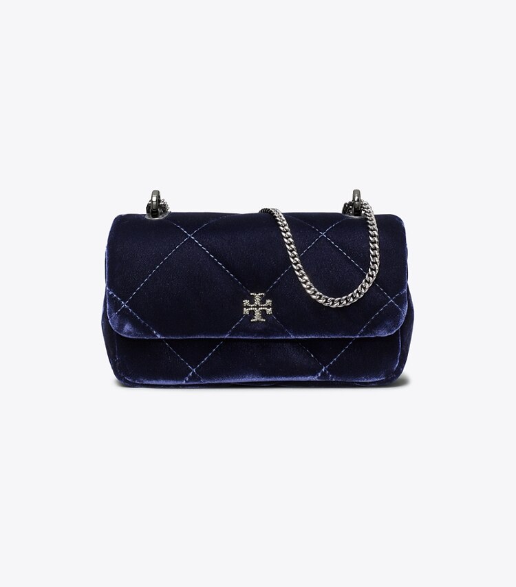 Mini Kira Diamond Quilt Velvet Pavé Flap Bag