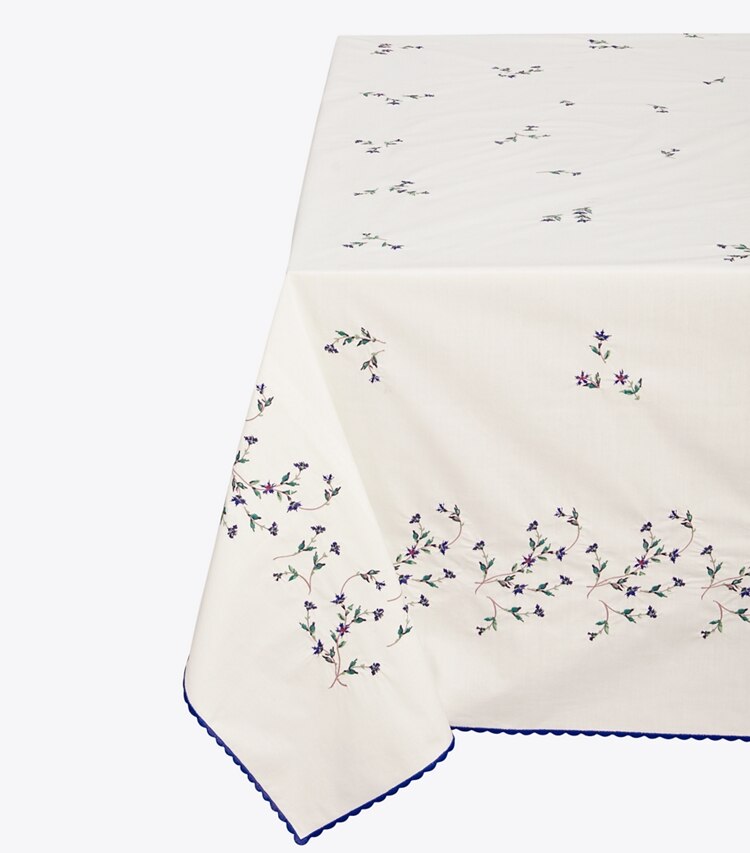 Jolie Fleur Embroidered Square Tablecloth