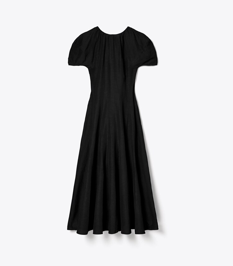 Balloon Sleeve Linen Dress