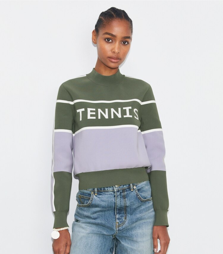Cropped Tech Nylon Tennis Sweater