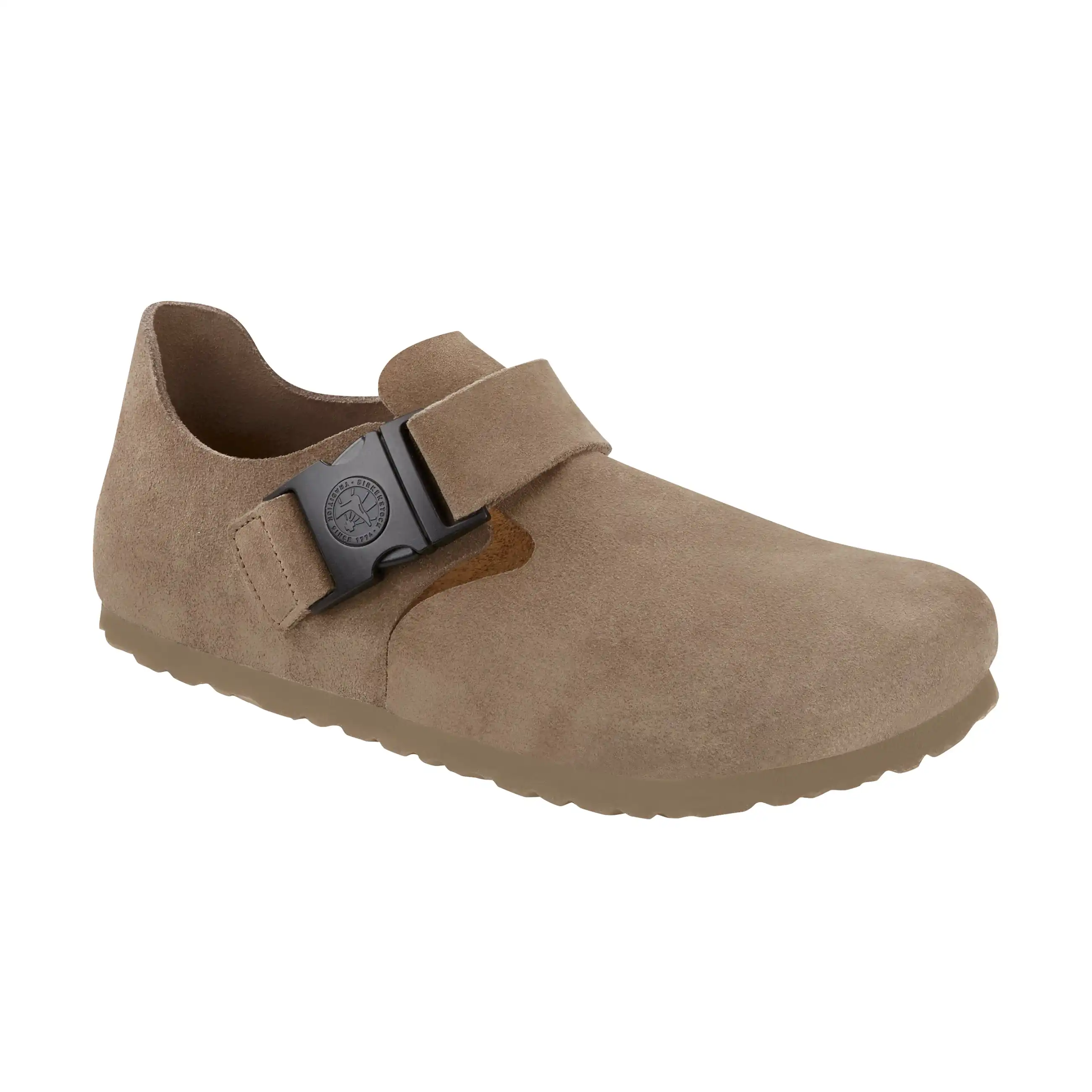London QR Buckle Taupe Suede Leather