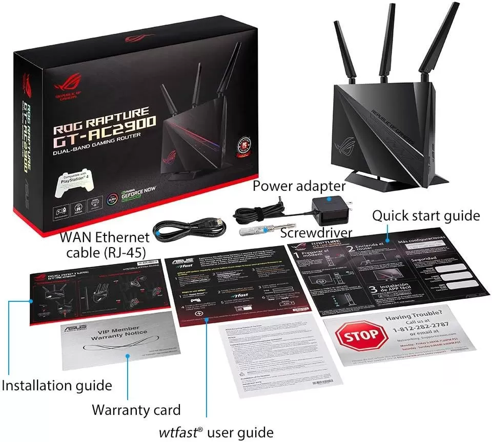 ASUS AC2900 WiFi Gaming Router (RT-AC86U) - Dual Band Gigabit Wireless Internet Router, WTFast Game Accelerator, Streaming, AiMesh Compatible, Included Lifetime Internet Security, Adaptive QoS