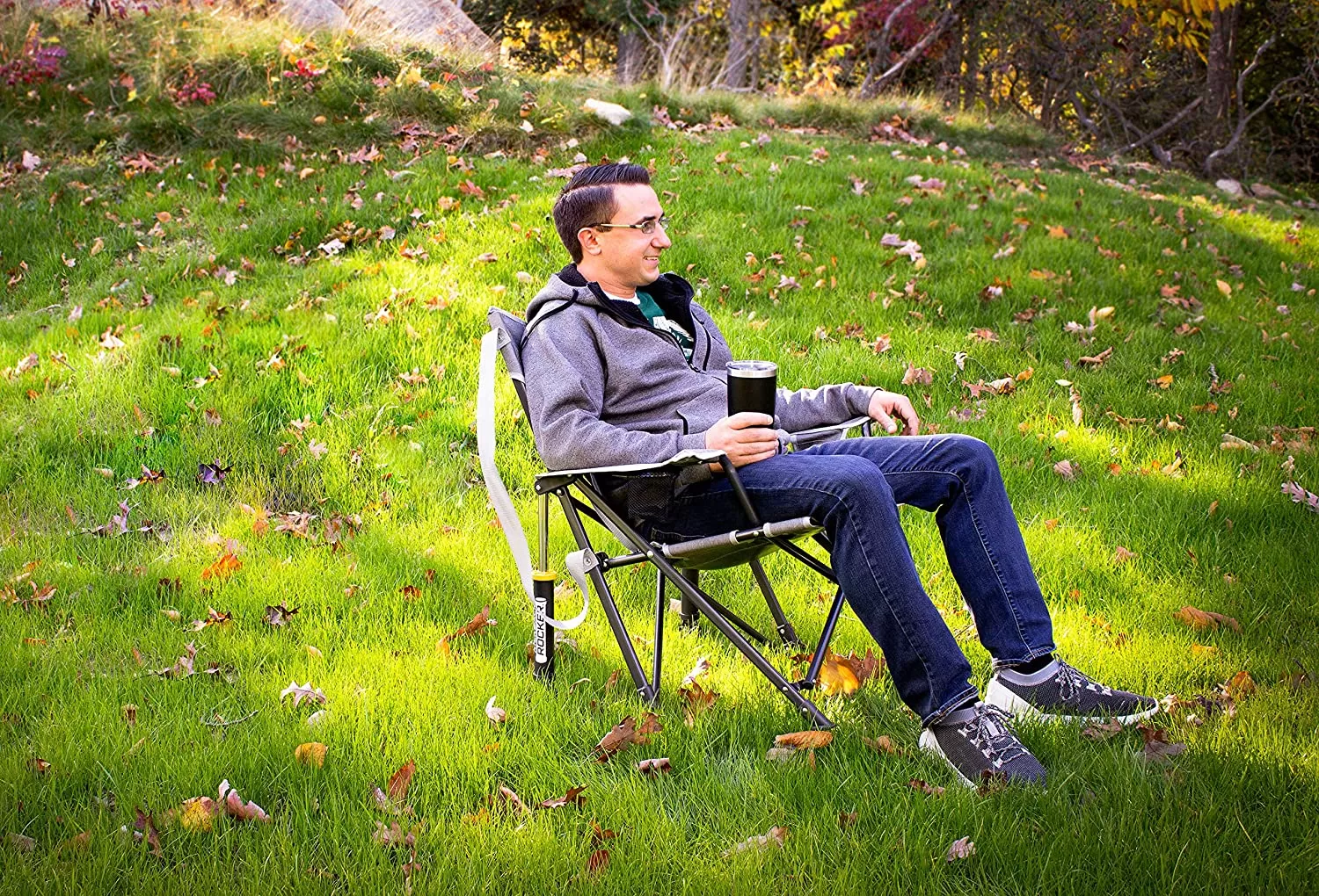 Outdoor Freestyle Rocker Portable Rocking Chair & Outdoor Camping Chair, ergonomic Nylon, Indigo Blue