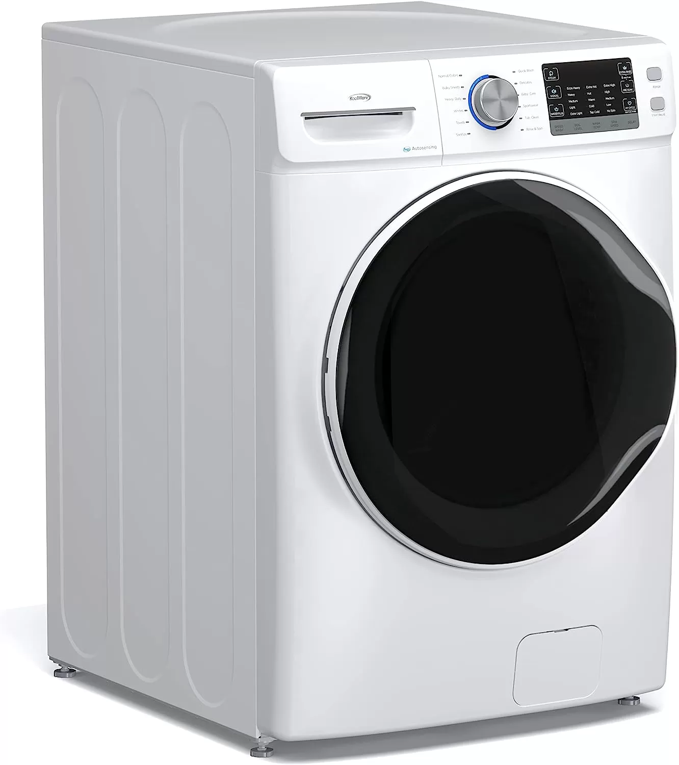 KoolMore FLW-3CWH Front Load Machine, 2.7 Cu. Ft, Space Saving Unit with 20-Minute Quick, 12 Washing Cycles, Quiet Inverter Motor [120V],