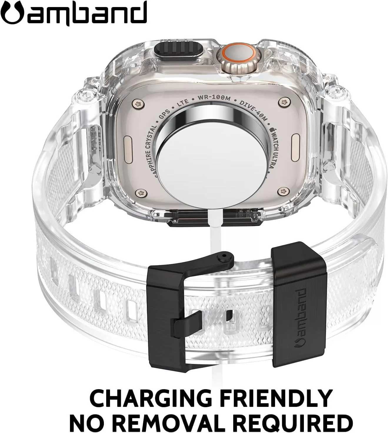 amBand Bands Compatible with Apple Watch 8/7 45mm, M1 Sport Series Rugged Case with Strap Protective Cover for iWatch 6/SE/5/4/3 42/44/45mm Men Black