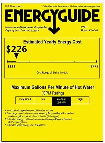 FVSTR-Carvn 1.6GPM 6L Portable Outdoor Propane Gas Tankless Water Heater Digital Display Overheating Protection RV Camping Water Heater Easy to Install for Pets