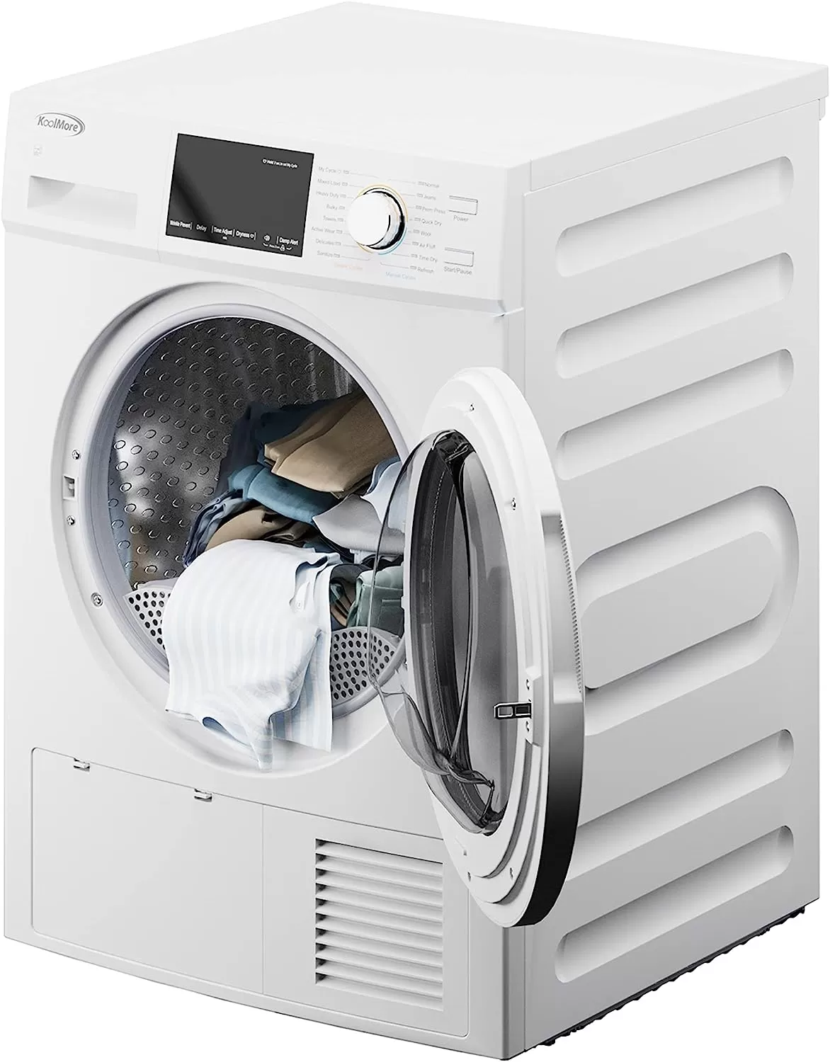 KoolMore FLW-3CWH Front Load Machine, 2.7 Cu. Ft, Space Saving Unit with 20-Minute Quick, 12 Washing Cycles, Quiet Inverter Motor [120V],