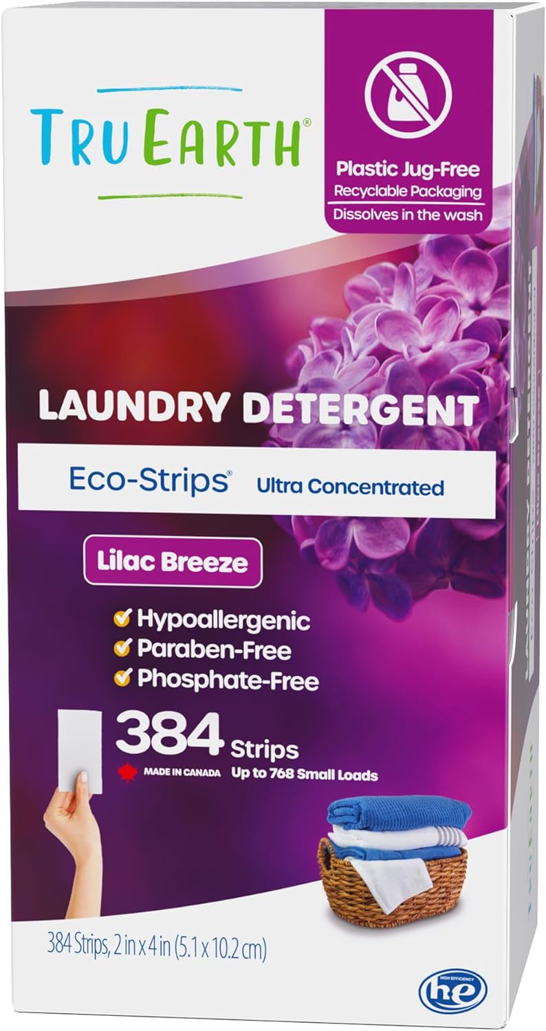 Tru Earth Compact Dry Laundry Detergent Sheets - Up to 128 Loads (64 Sheets) - Paraben-Free, Plastic-Free - Original Eco-Strip Liquidless Laundry Detergent, Travel Laundry Sheets - Fresh Linen