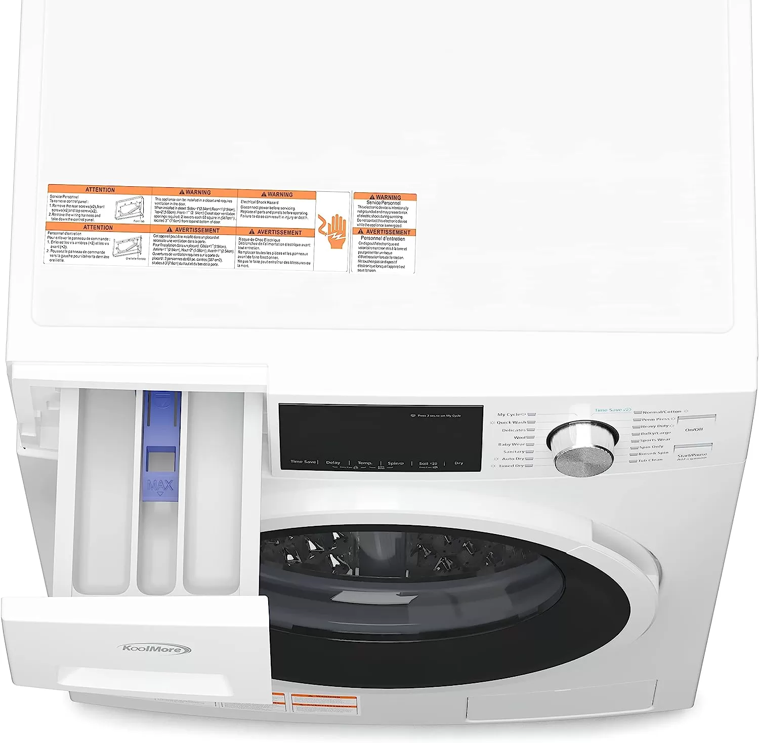 KoolMore FLW-3CWH Front Load Machine, 2.7 Cu. Ft, Space Saving Unit with 20-Minute Quick, 12 Washing Cycles, Quiet Inverter Motor [120V],