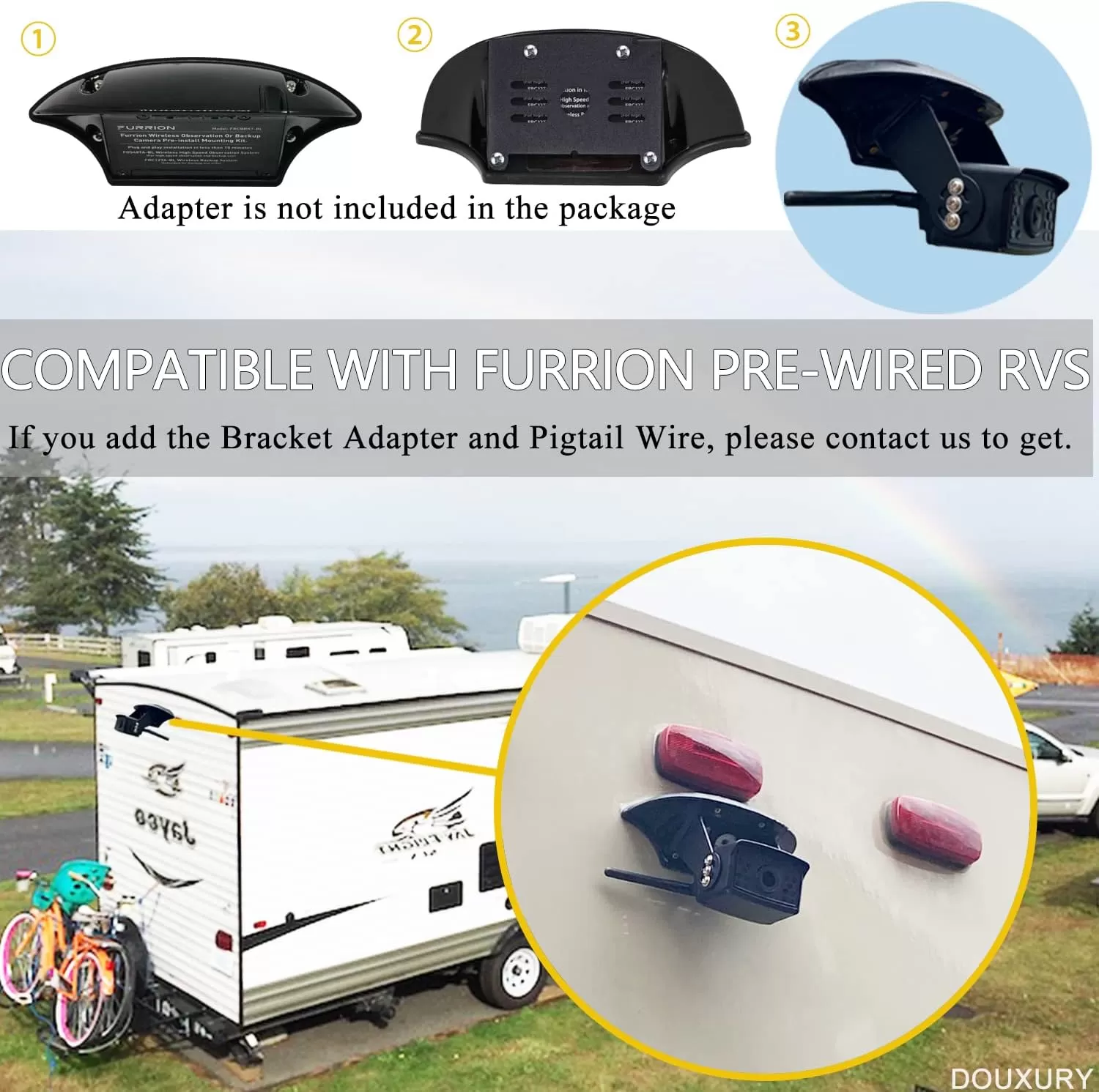 Wireless Backup Camera for RV Truck Trailer Camper Digital 3 Rear/Side View Cameras & HD 1080P 4 Splits 7