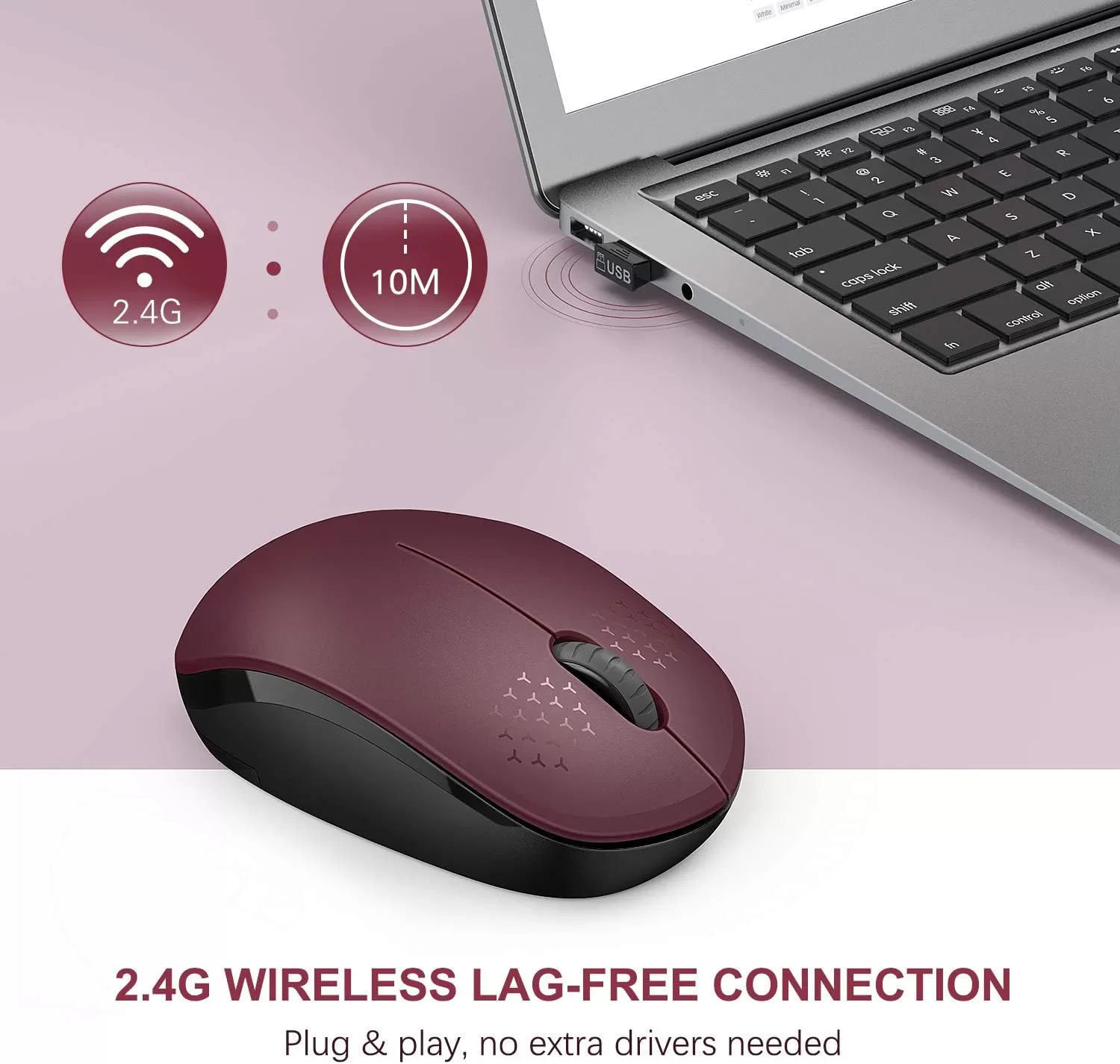 seenda Wireless Mouse, 2.4G Noiseless Mouse with USB Receiver - Portable Computer Mice for PC, Tablet, Laptop with Windows System - Mint Green