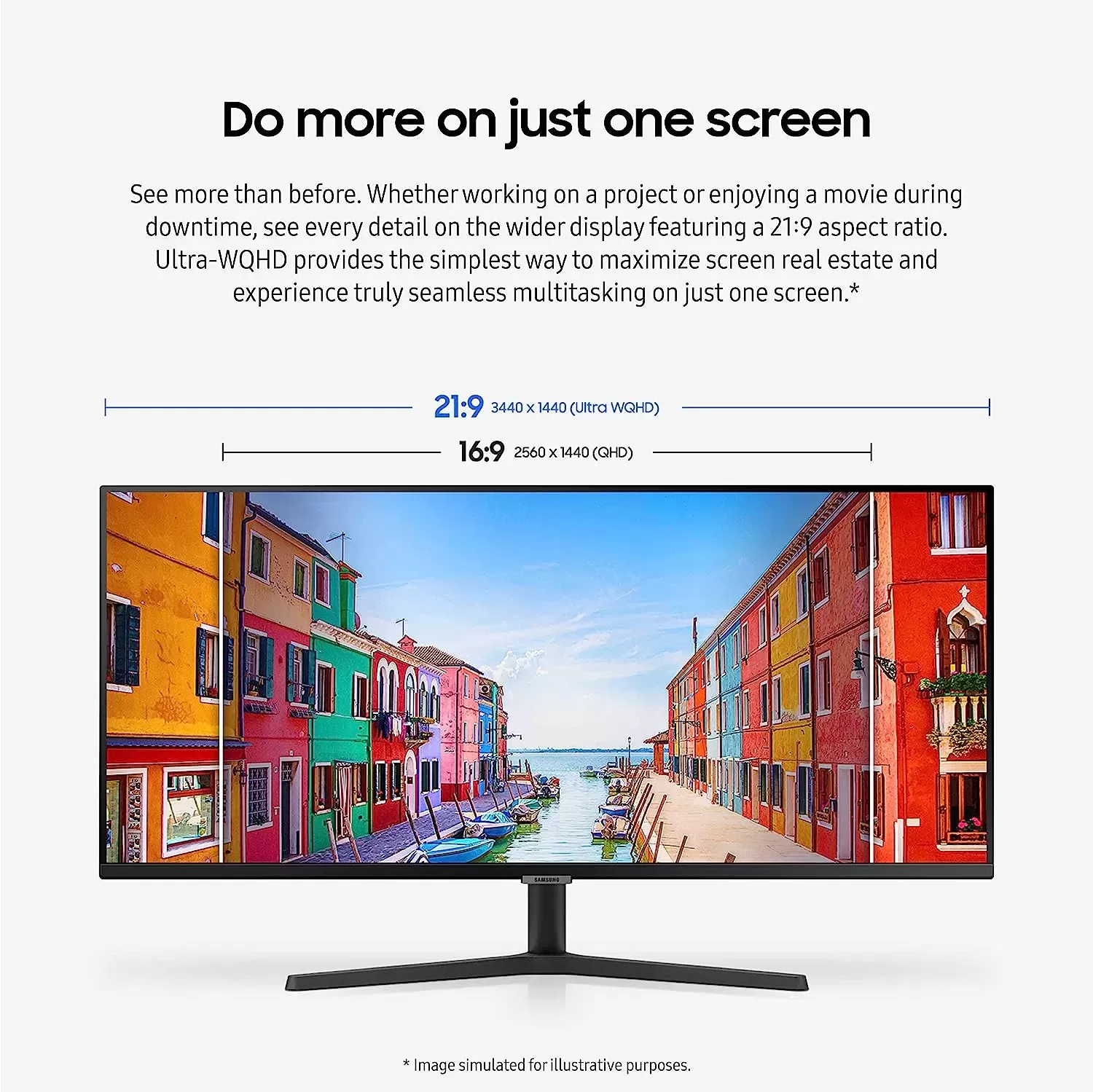 34-Inch ViewFinity S50GC Series Ultra-WQHD Monitor, 100Hz, 5ms, HDR10, AMD FreeSync, Eye Care, Borderless Design, PIP, PBP, LS34C502GANXZA, 2023