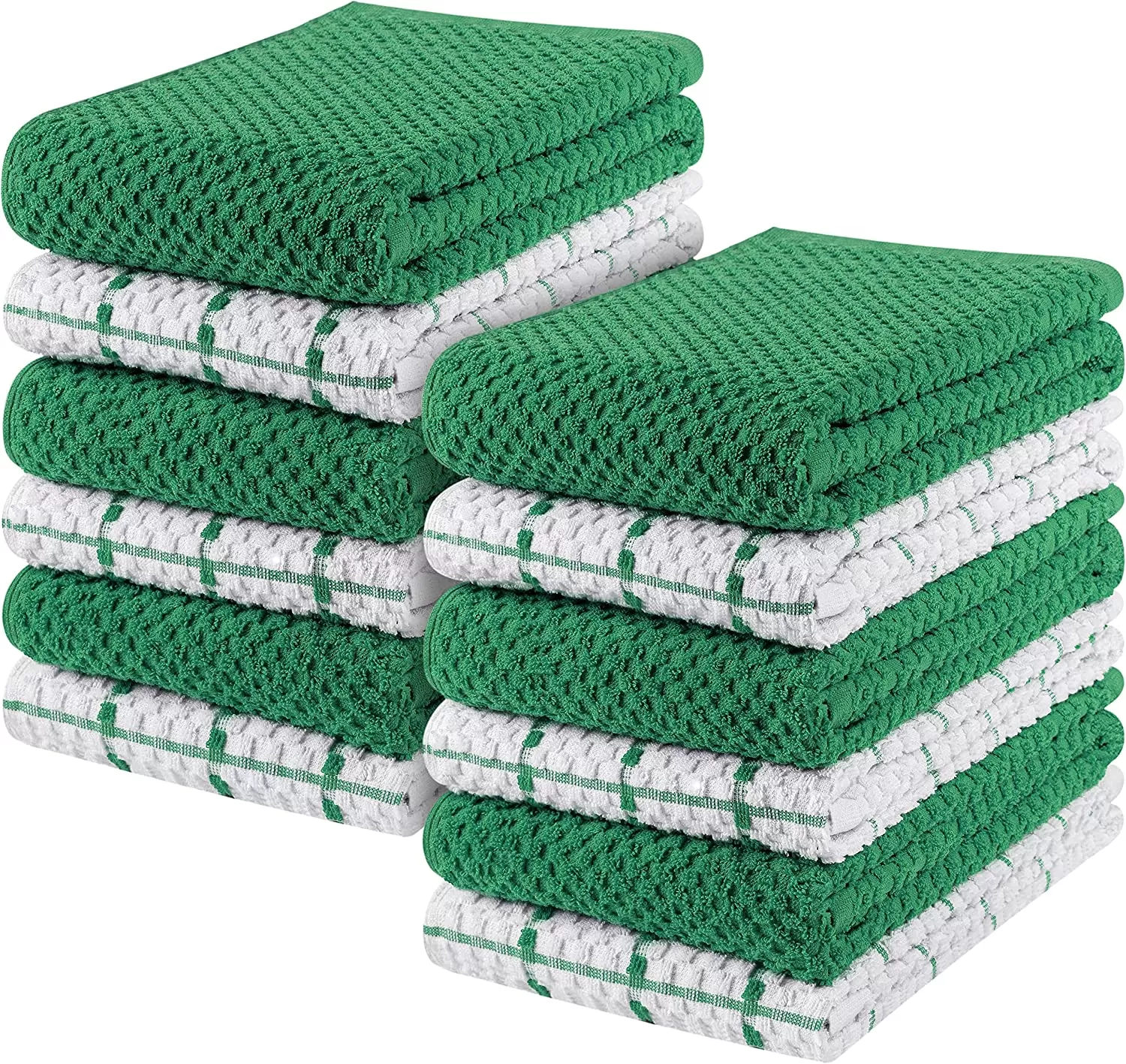Kitchen Towels 12 Pack, 15 x 25 Inches, 100% Ring Spun Cotton Super Soft and Absorbent Linen Dish Towels, Tea Towels and Bar Towels Set (Black)