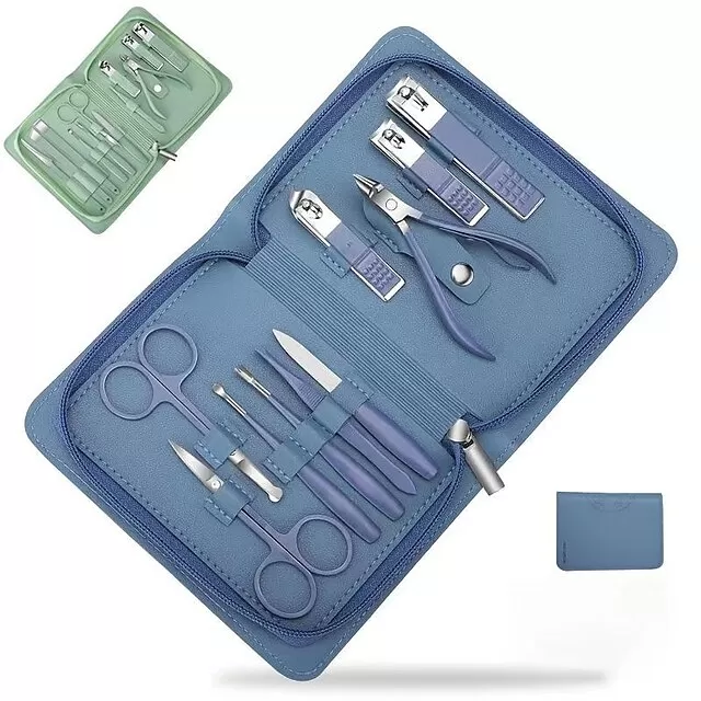 22pcs Professional Nail Clippers Pedicure Kit  Stainless Steel Toenails Nail Files Ear Spoon, Grooming Kit For Travel