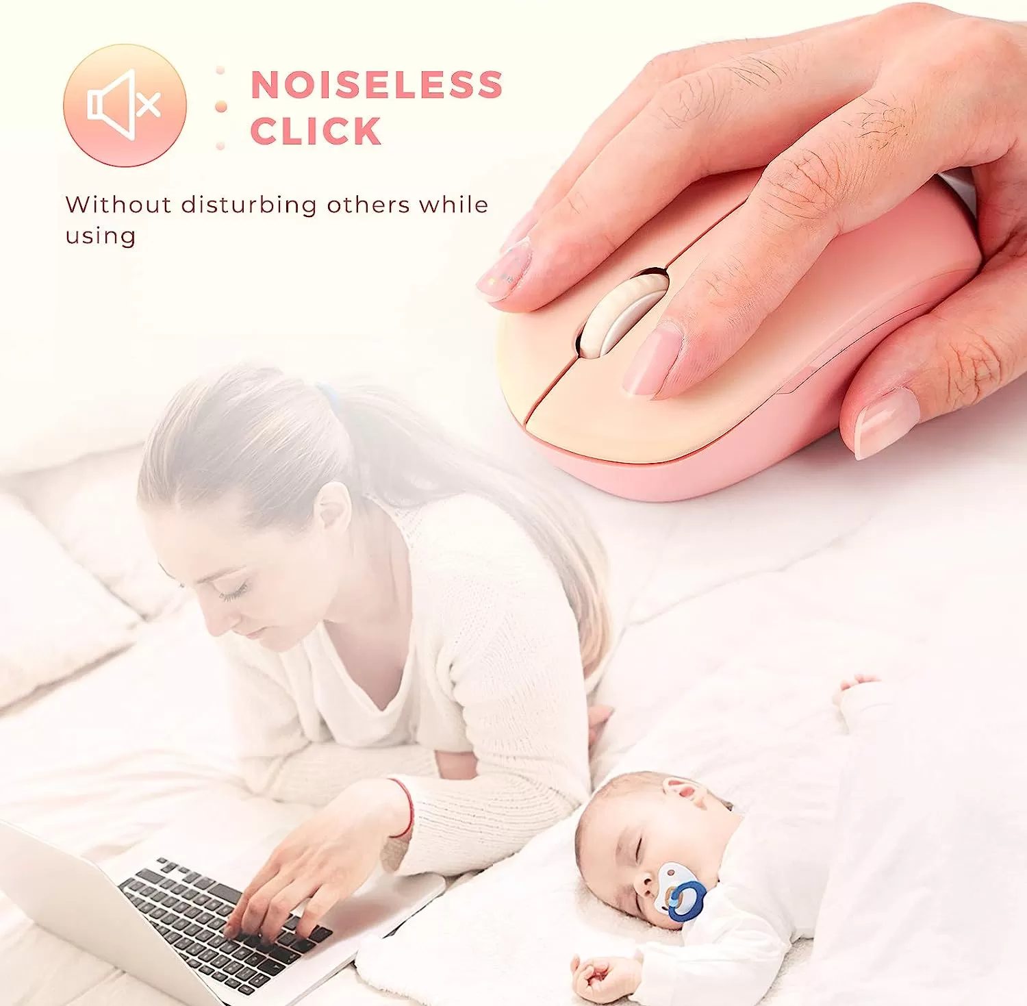 seenda Wireless Mouse, 2.4G Noiseless Mouse with USB Receiver - Portable Computer Mice for PC, Tablet, Laptop with Windows System - Mint Green