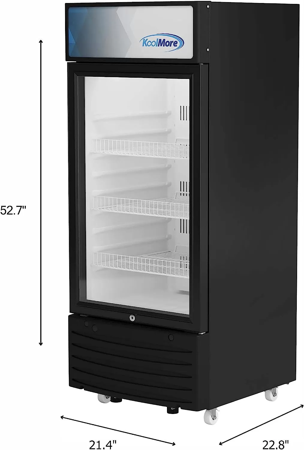 KoolMore Commercial One Glass Door Display Upright Beverage Refrigerator Cooler Merchandiser - 12 Cu. Ft [Black] (MDR-1GD-12C)
