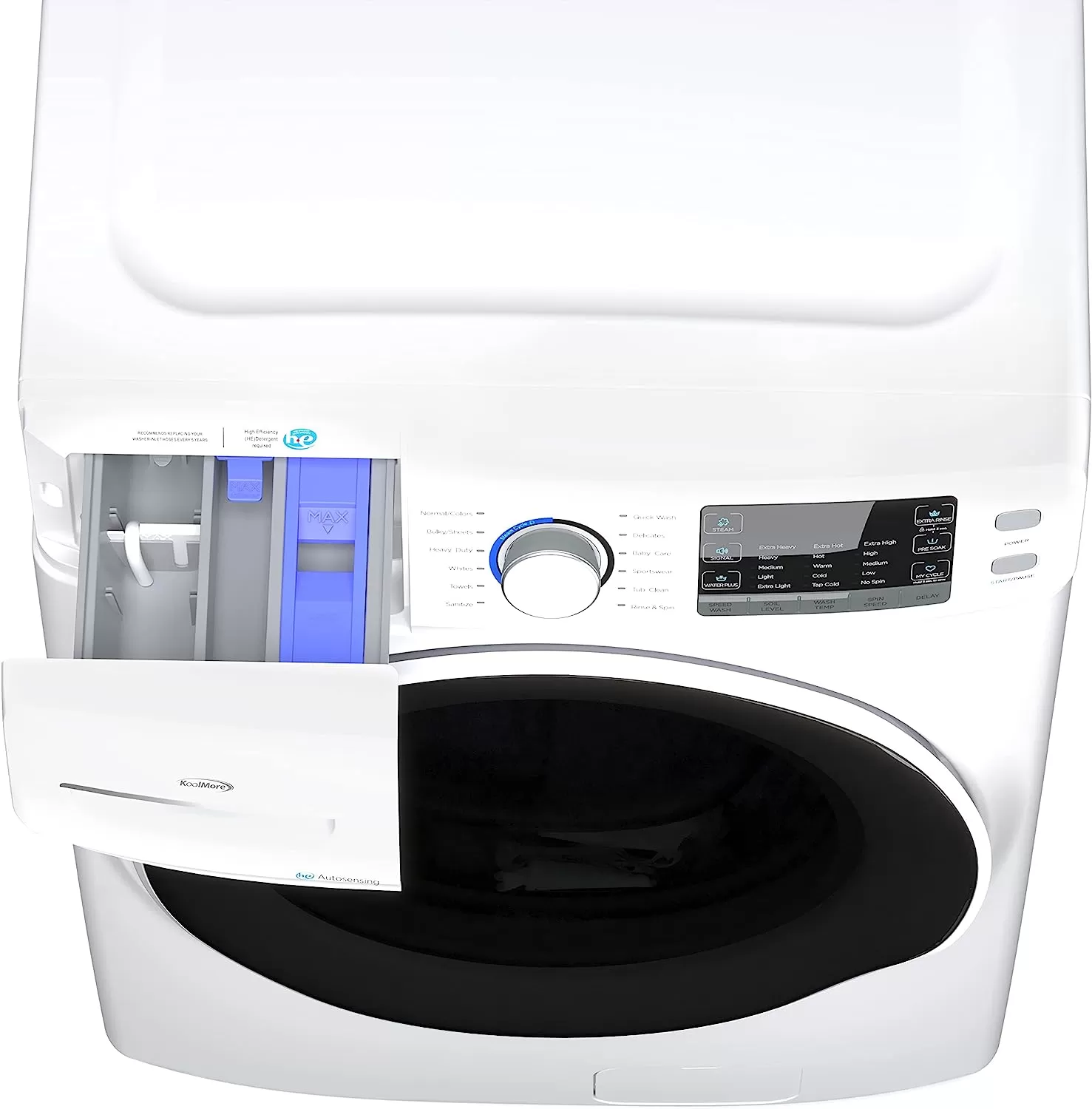 KoolMore FLW-3CWH Front Load Machine, 2.7 Cu. Ft, Space Saving Unit with 20-Minute Quick, 12 Washing Cycles, Quiet Inverter Motor [120V],