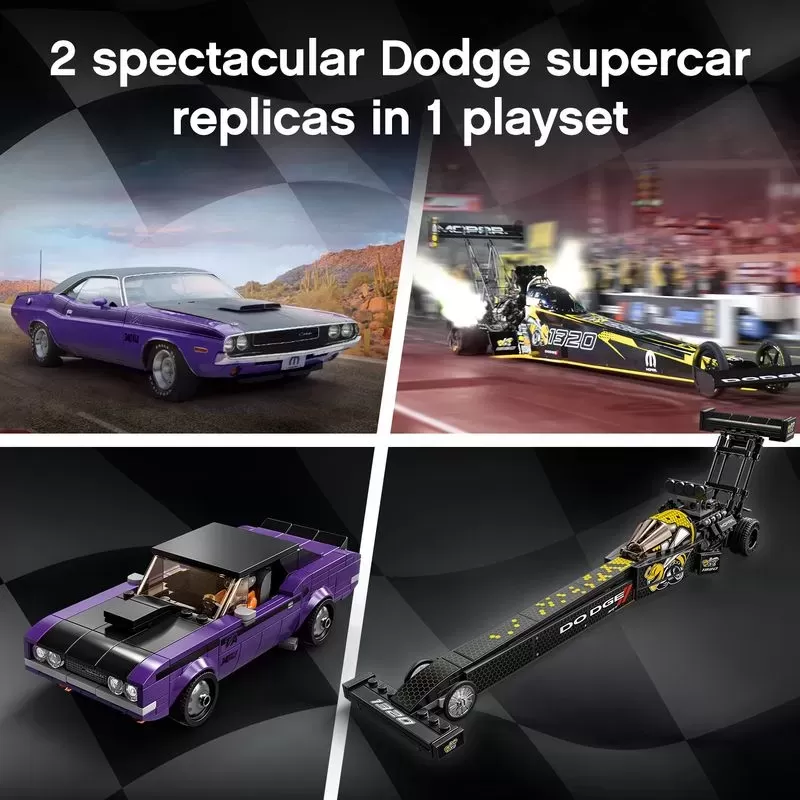 76904 SPEED CHAMPIONS MOPAR DODGE SRT TOP FUEL DRAGSTER AND 1970 DODGE CHALLENGER T/A