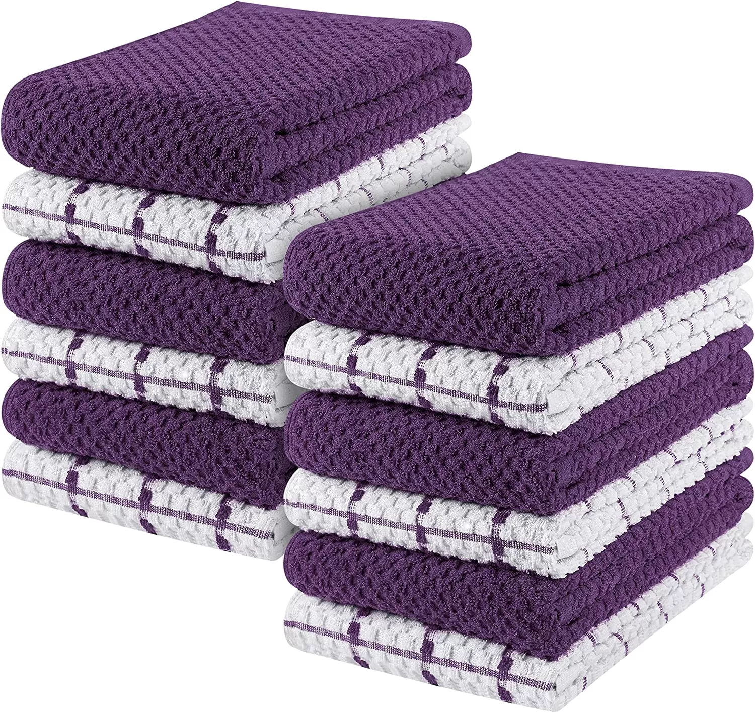 Kitchen Towels 12 Pack, 15 x 25 Inches, 100% Ring Spun Cotton Super Soft and Absorbent Linen Dish Towels, Tea Towels and Bar Towels Set (Black)