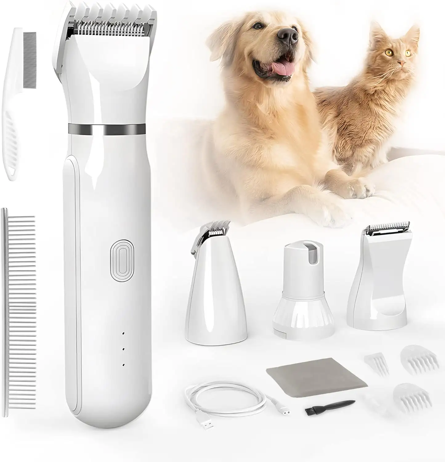 Ultimate Pet Grooming Kit 🐶 4-in-1 Electric Clippers with 4 Interchangeable Blades