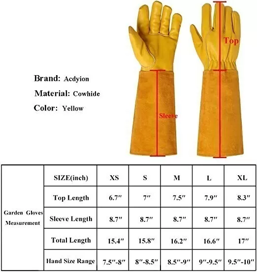 Durable Thick Cowhide Leather Work Garden Gloves