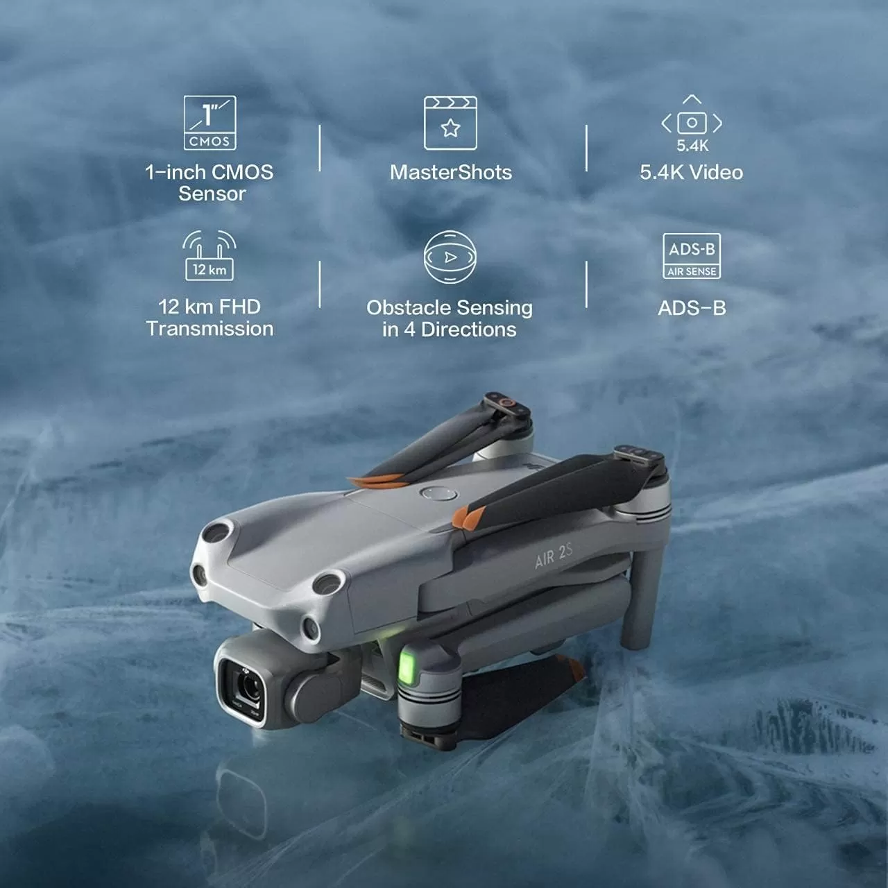 DJI Air 2S - Drone Quadcopter UAV with 3-Axis Gimbal Camera, 5.4K Video, 1-Inch CMOS Sensor, 4 Directions of Obstacle Sensing, 31-Min Flight Time, Max 7.5-Mile Video Transmission, MasterShots, Gray (Renewed)