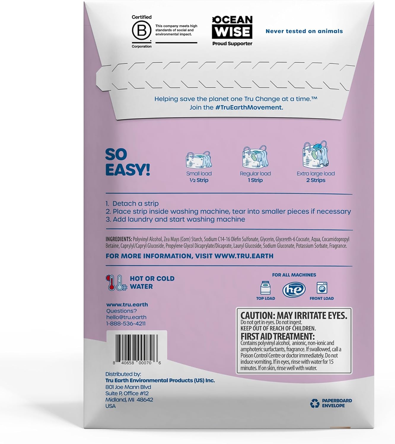 Tru Earth Compact Dry Laundry Detergent Sheets - Up to 128 Loads (64 Sheets) - Paraben-Free, Plastic-Free - Original Eco-Strip Liquidless Laundry Detergent, Travel Laundry Sheets - Fresh Linen