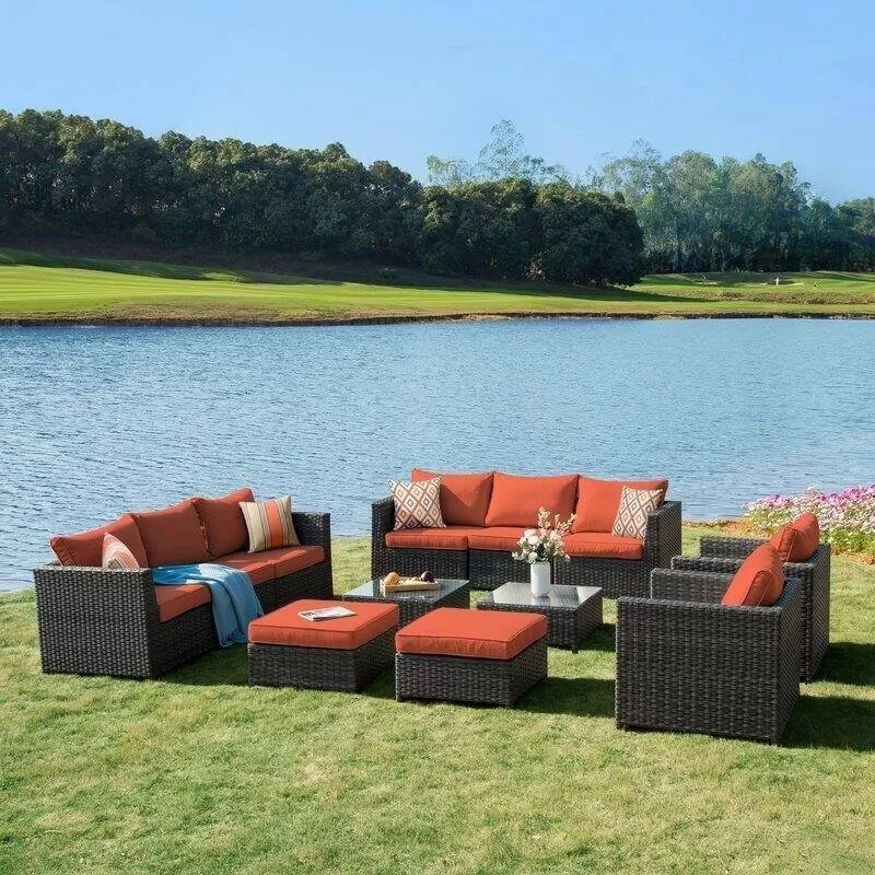Cassville Wicker/Rattan 8 - Person Seating Group with Cushions