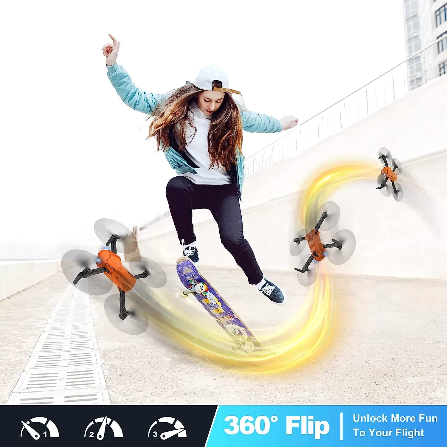 RADCLO Mini Drone with Camera - 1080P HD FPV Foldable Drone with Carrying Case, 2 Batteries, 90° Adjustable Lens, One Key Take Off/Land, Altitude Hold, 360° Flip, Toys Gifts for Kids and Adults