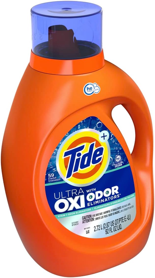 Tide Ultra OXI with Odor Eliminators Liquid Laundry Detergent, 115 oz, For Visible and Invisible Dirt