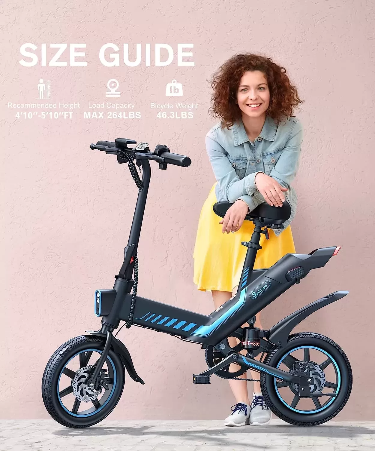 Sailnovo Electric Bike, Electric Bicycle with 18.5mph Electric Bikes for Adults Teens E Bike with Pedals, 14