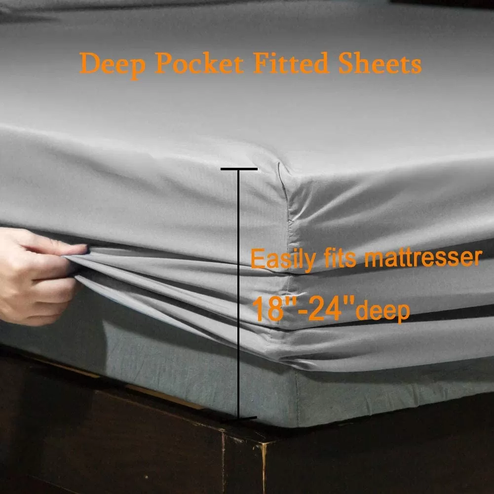 Super Soft 1800 Thread Count Luxury Egyptian Wrinkle Hypoallergenic 6 pcs Bed Sheet Set