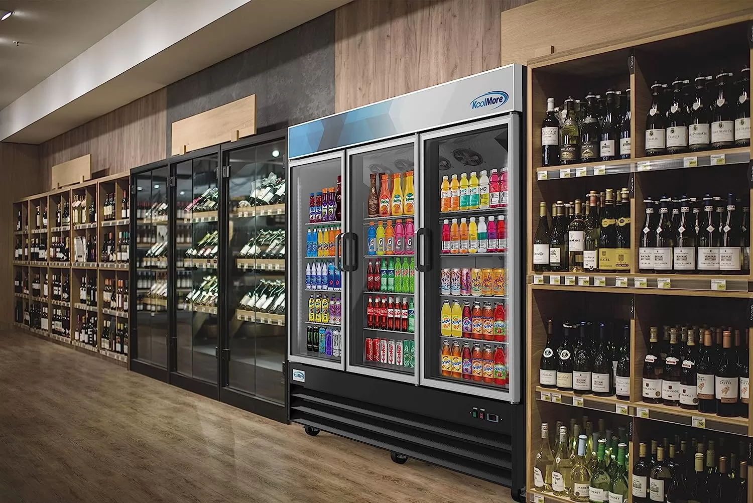 KoolMore Commercial One Glass Door Display Upright Beverage Refrigerator Cooler Merchandiser - 12 Cu. Ft [Black] (MDR-1GD-12C)