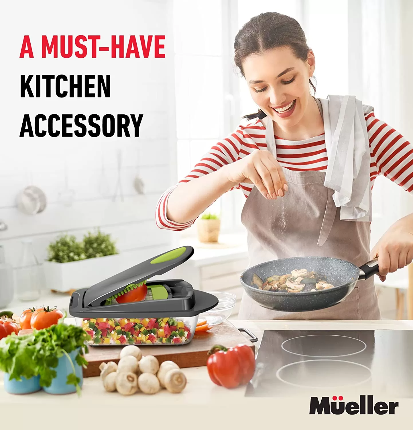 10-in-1, 8 Blade Vegetable Slicer, Onion Mincer Chopper, Vegetable Chopper, Cutter, Dicer, Egg Slicer with Container