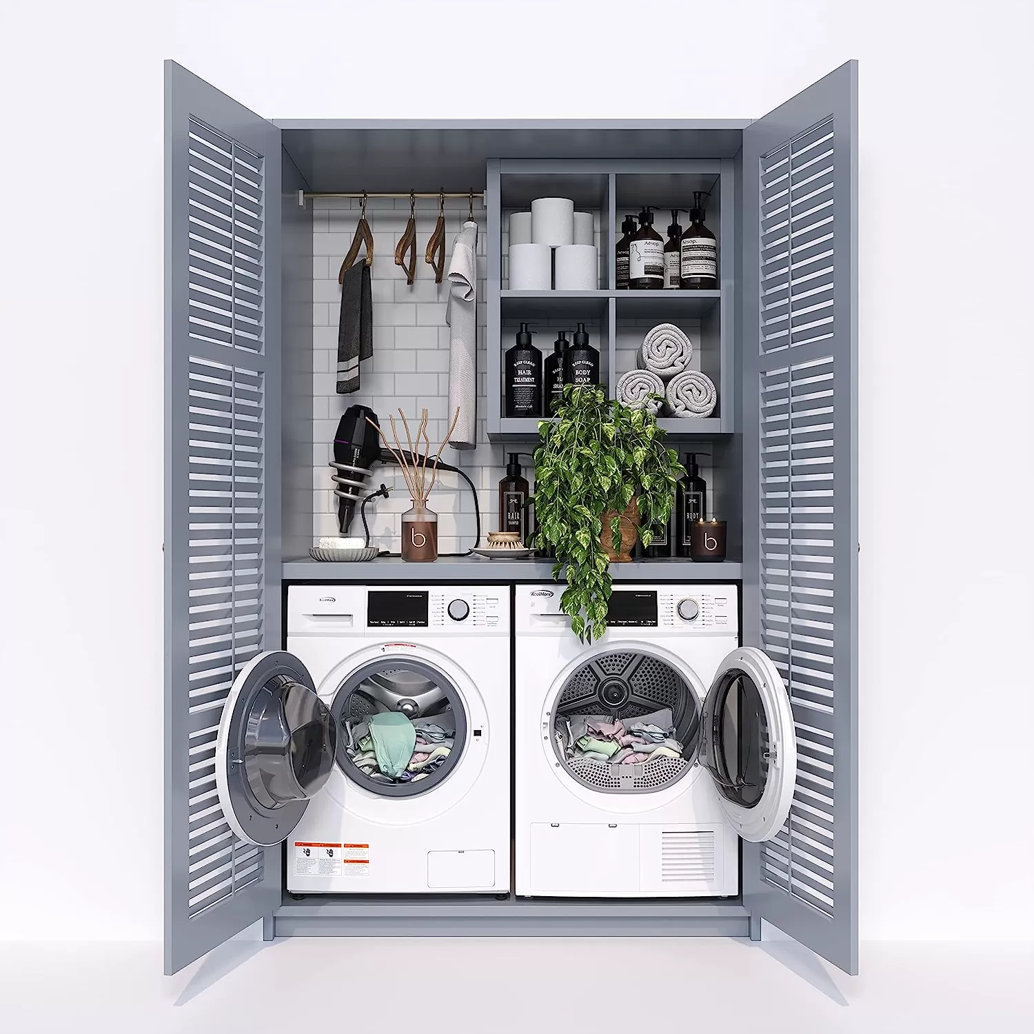 KoolMore FLW-3CWH Front Load Machine, 2.7 Cu. Ft, Space Saving Unit with 20-Minute Quick, 12 Washing Cycles, Quiet Inverter Motor [120V],