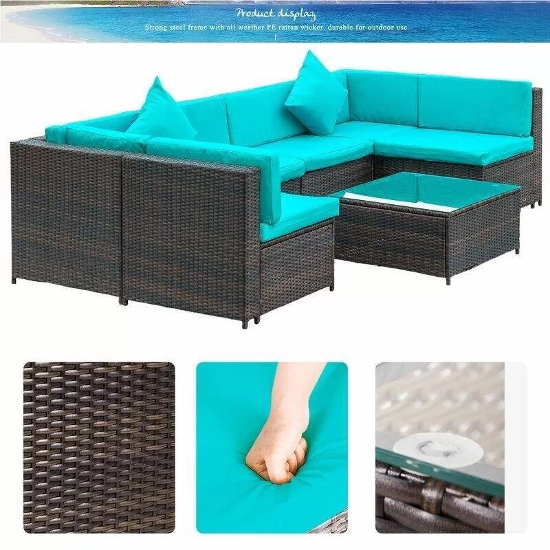 Sondra Wicker/Rattan 6 - Person Seating Group with Cushions