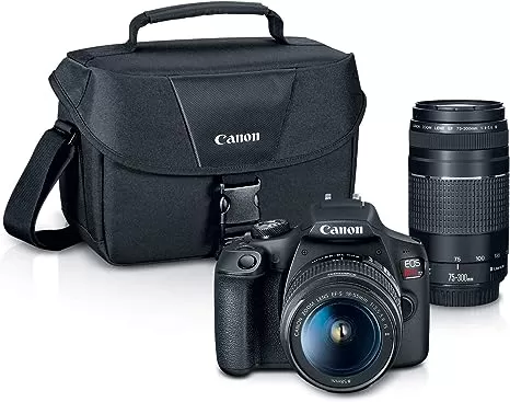 🔥Recommended for newbies🔥 Canon EOS Rebel T7 DSLR Camera|2 Lens Kit with EF18-55mm + EF 75-300mm Lens, Black