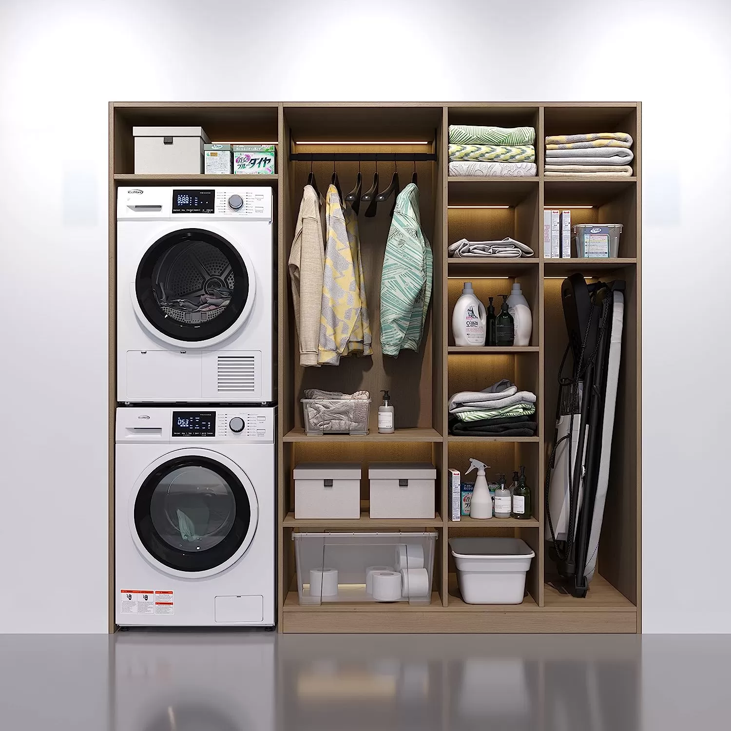 KoolMore FLW-3CWH Front Load Machine, 2.7 Cu. Ft, Space Saving Unit with 20-Minute Quick, 12 Washing Cycles, Quiet Inverter Motor [120V],